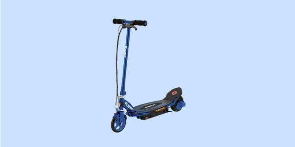 A blue scooter.